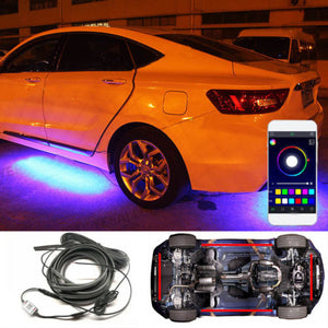 LED 4 In 1 12V Car Interior Decoration Lamp LED Automobile Chassis Lights Bar Neon Strip (2x 90cm + 2x 120cm)
