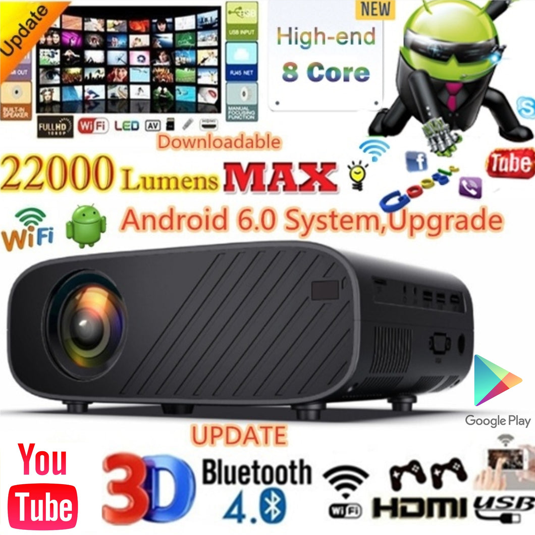 High-end Android 22000 Lumens Projector Listed Mini WiFi Mobile Phone Same Screen Projector 3D 1080P
