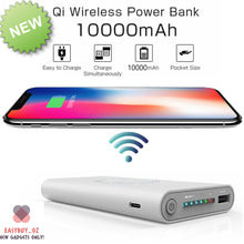 Load image into Gallery viewer, 10000mAh Qi wireless Power Bank Emergency Battery wireless charging power banks Portable powerbank