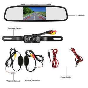New Wireless Rear View Backup Camera with Reverse Car 4.3" Mirror Monitor Night Vision