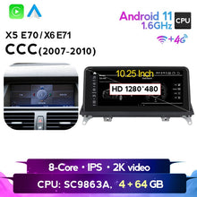 Load image into Gallery viewer, New 10.25&quot; Android 11 4+64GB AndroidAuto CarPlay Head Unit GPS For BMW X5 E70 2007-2010 CCC